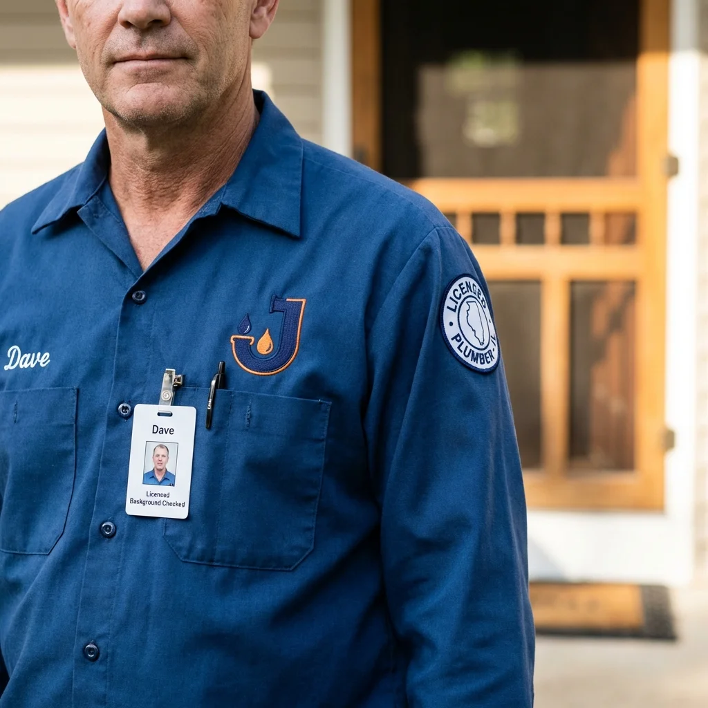 Licensed plumber showing ID badge in Spring Green, WI