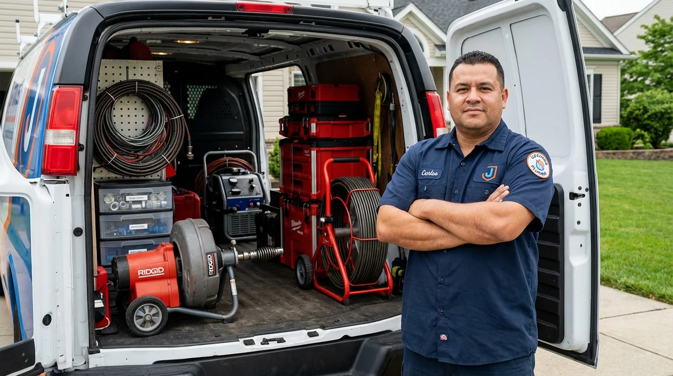 Professional drain cleaning equipment and Johns Plumbing LLC plumber in Spring Green