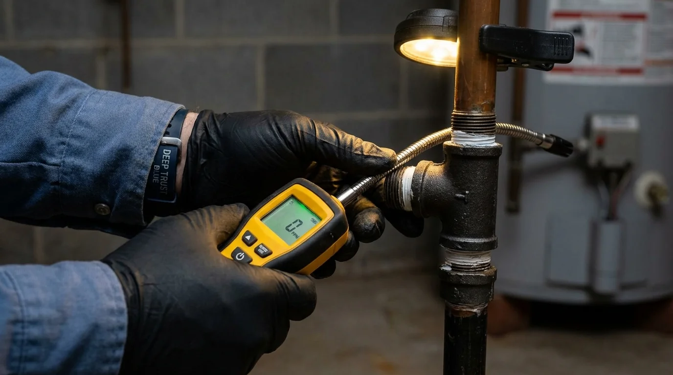 Gas leak detection with electronic sniffer by Johns Plumbing LLC in Spring Green