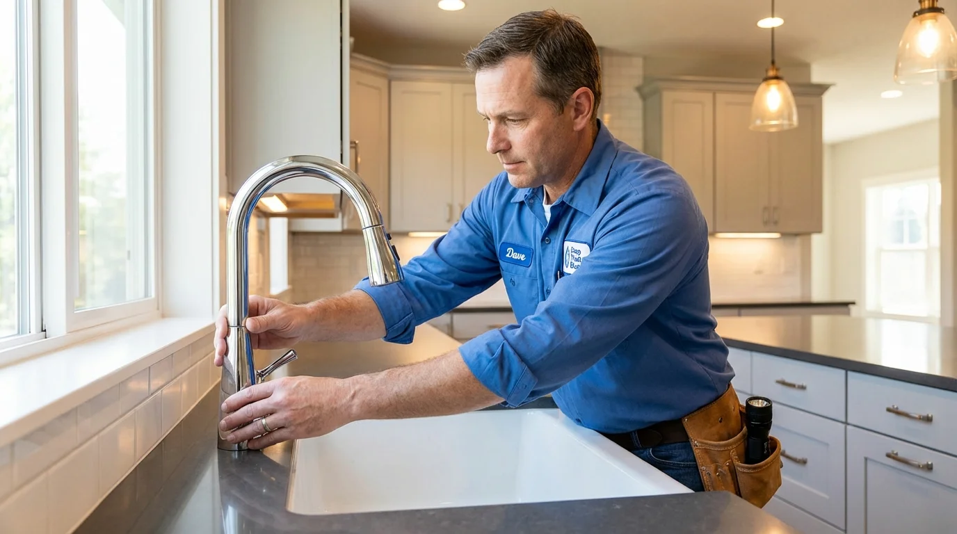 Kitchen faucet installation by Johns Plumbing LLC in Spring Green