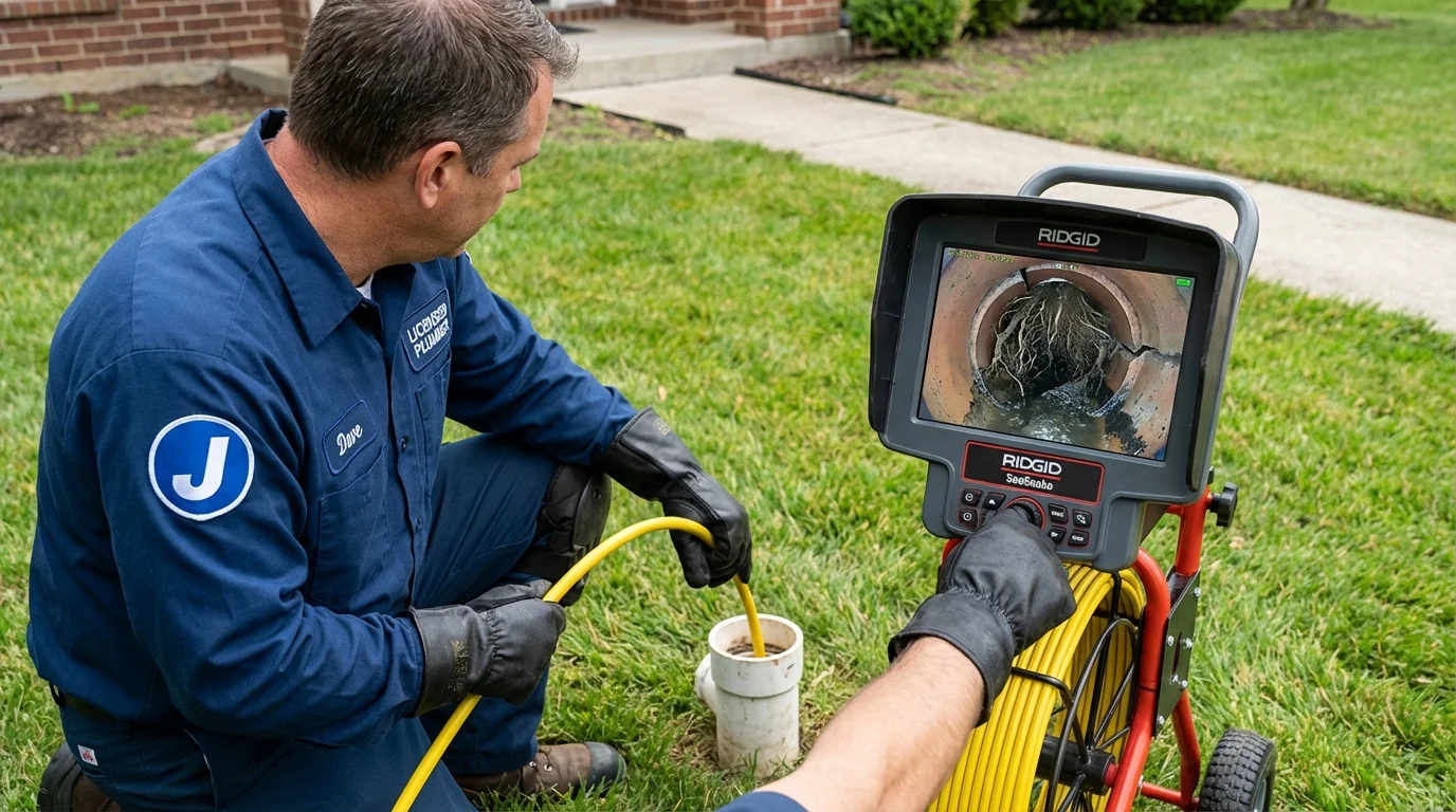 Sewer camera inspection being performed by Johns Plumbing LLC in Spring Green