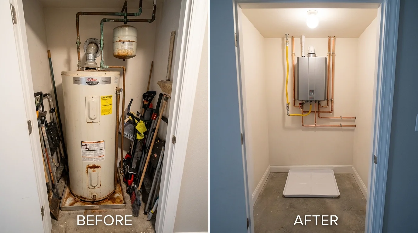 Tank water heater versus wall-mounted tankless unit comparison for Spring Green, WI homeowners